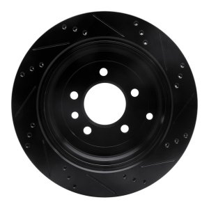 Land Rover LR3 Brake Rotor (1) - Rear Left - R1 Concepts - Drilled & Slotted - Black - `05-`07